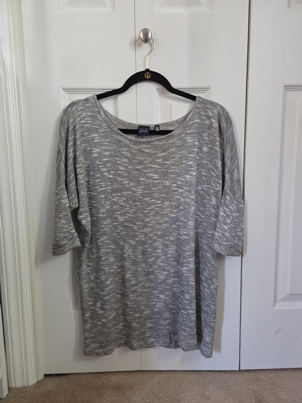 Blue Saks Fifth AvenueGray Marled Knit Top Size M